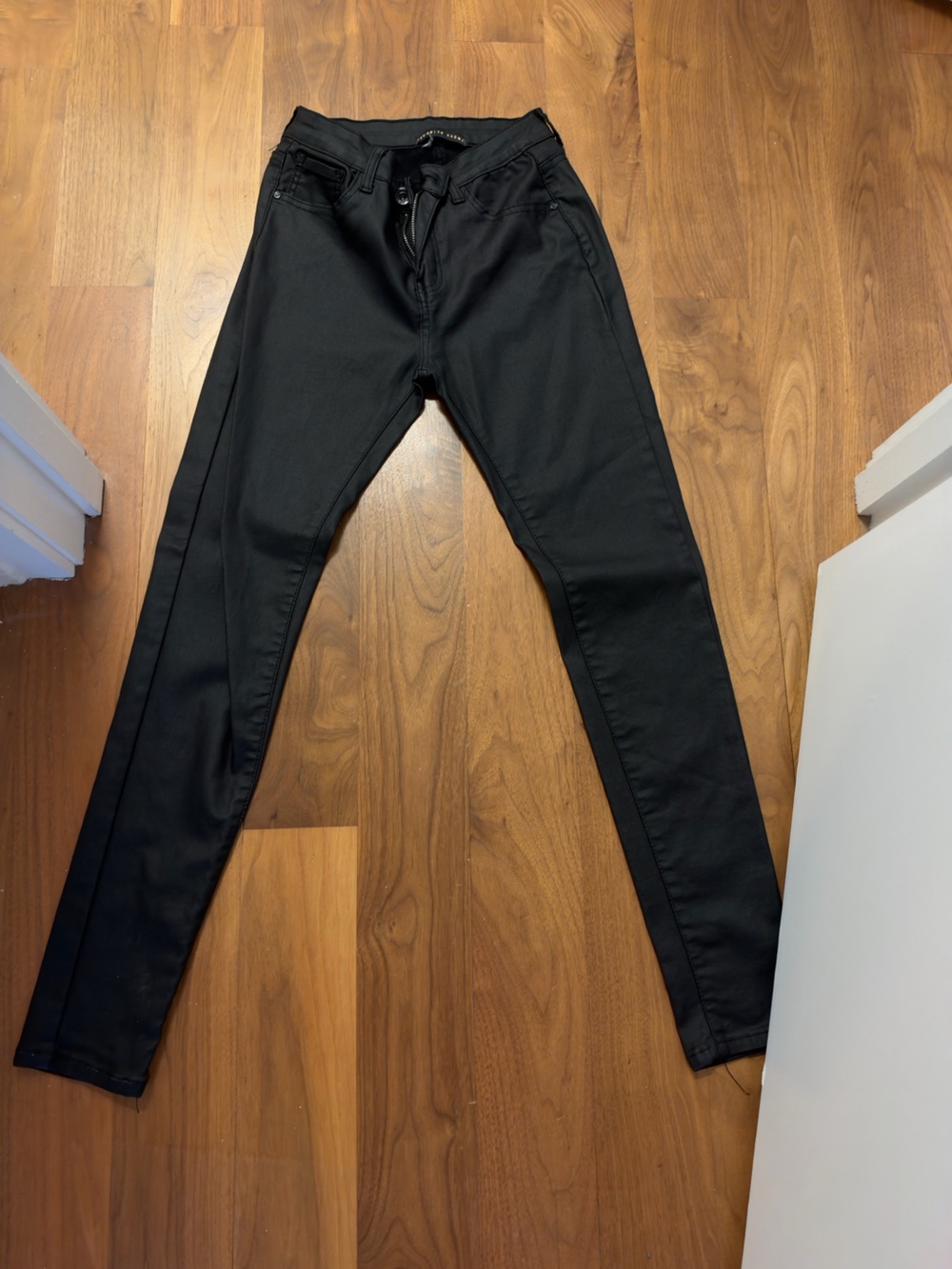 Matte black leather pants